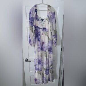 Boohoo Lavender Floral Long Sleeve Dress